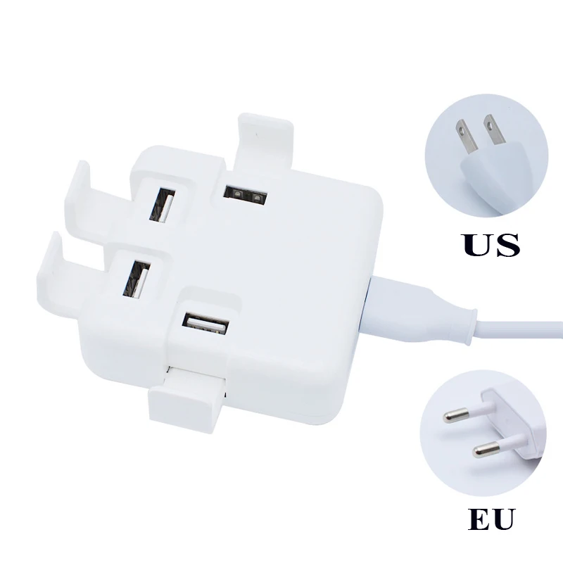 Зарядное устройство USB, многопортовое зарядное устройство для мобильного телефона, зарядное устройство для путешествий, 20 Вт, с пряжкой, 4USB, умное Универсальное зарядное устройство USB для мобильного телефона