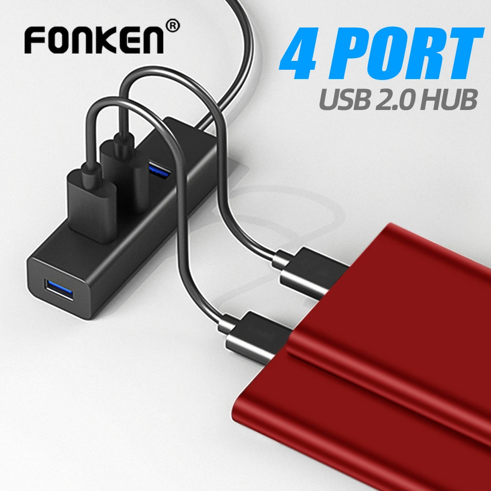 4 Port USB Hub Mouse Keyboard USB Splitter 4 Plug USB2.0 Hab Adapter For Laptop PC Computer