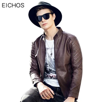 

2019 New Biker Jacket Leather Men Slim Fit Washed PU Leather Coat Men Autumn Casual Motorcycle Jackets Outwear EICHOS