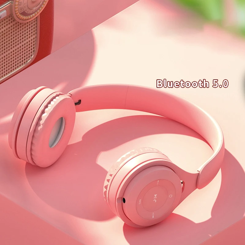 Y08 Bluetooth Headphone Wireless Bluetooth HiFi Stereo Over Ear Headphone Headset with Mic Pink 