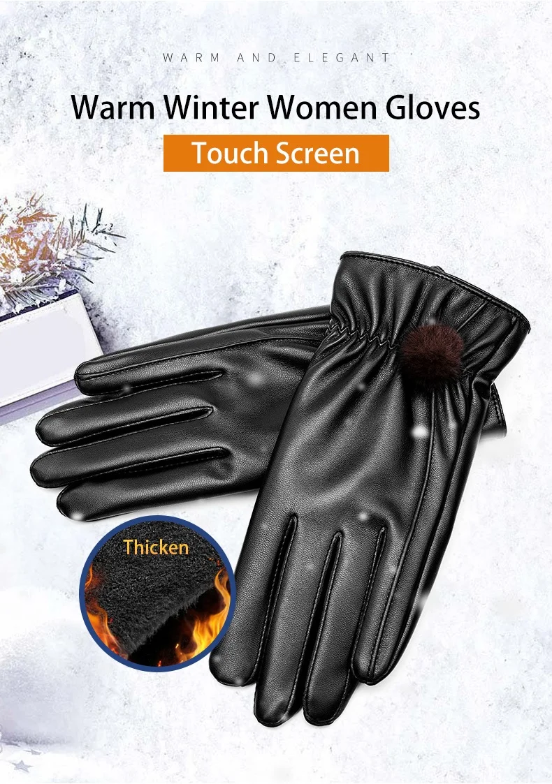 BISON DENIM Новые женские перчатки из искусственной кожи мягкие толстые теплые перчатки зима осень дамские модные брендовые перчатки с сенсорным экраном S020