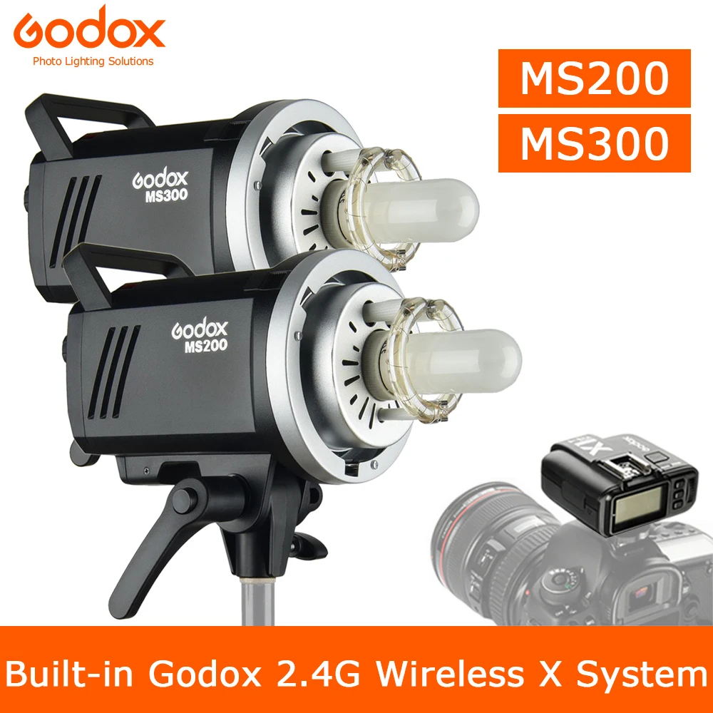 Компактная и прочная студийная вспышка Godox MS200 200 Вт или MS300 300 для
