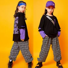 Kids Hip Hop Clothes Girls Jazz Street Dance Costume Children Spring Sweatshirt Pants Set Ballroom Dancewear Stage Outfit SL1965