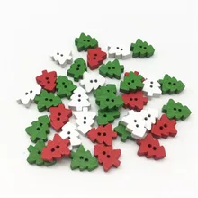 100 шт Цвет деревянная пуговица мультфильм елки пуговицы, аксессуары для одежды ручной работы принадлежности Рождественская одежда аксессуары