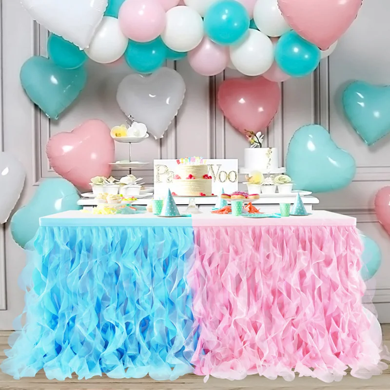 Rainbow Unicorn Table Skirt Tulle Mermaid Table Tutu Skirts for Baby Shower Kids Birthday Wedding Party Decorations Skirt
