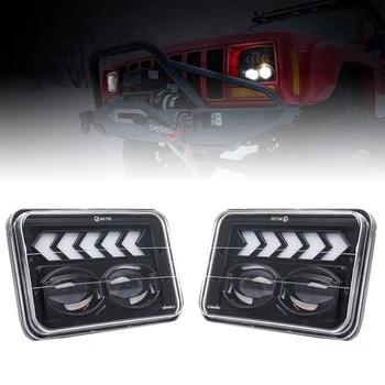 

2PCS 4X6 Inch LED Headlight head light lamp Angel Eye with Turn Singal Light, 40W 8250LM Working Headlight for Jeep Wrangler