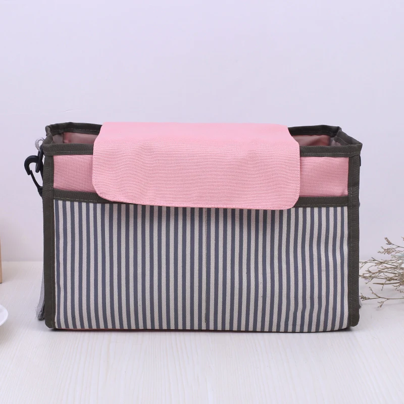 Сумка для хранения для мам, аксессуары для детских колясок, сумка для подгузников, сумка для подгузников, подвесная корзина для хранения, Органайзер - Цвет: pink stripes