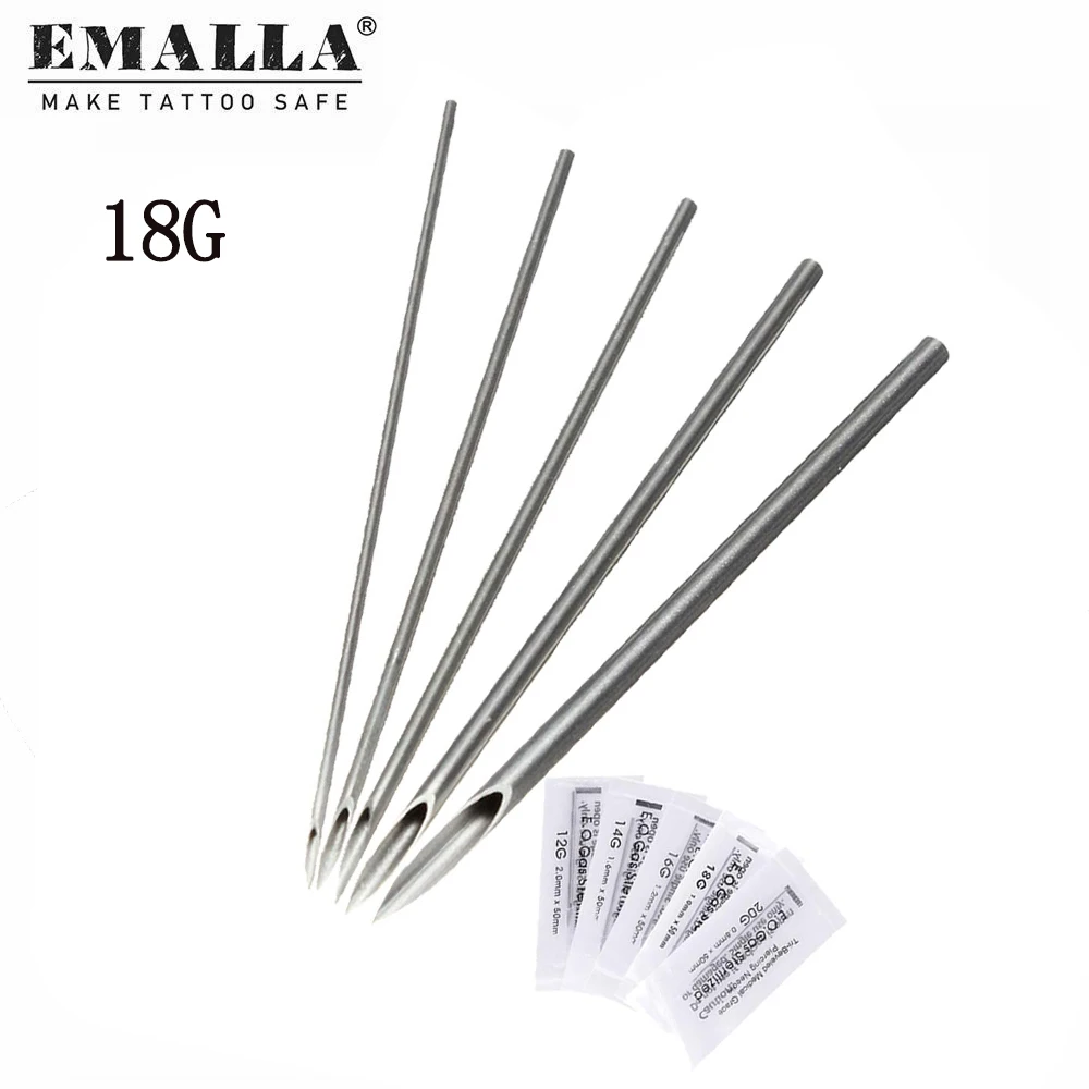 

100PCS/BOX 18G EMALLA Piercing Needle Stainless Steel Tattoo Needles Nose Eyebrow Piercing Tool Tattoo Accessories Free Shipping