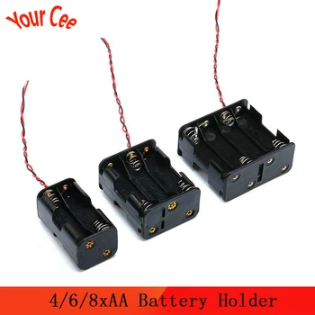 

Double Side 4/6/8xAA Battery Holder Case Box Black With Wire Lead For AA batteries DIY