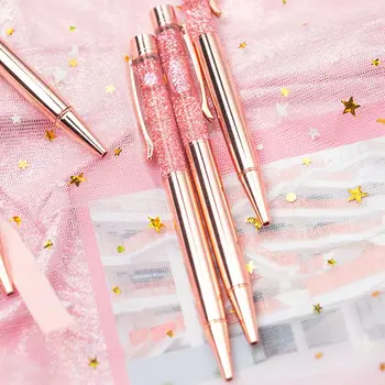 

4PCS Ballpoint Pens Bejewelled Ballpoint Pen Dynamic Liquid Quicksand Pen Rose