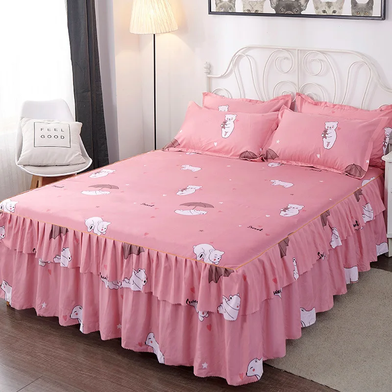 Bed cover with skirt Simmons чехол для матраса юбка алоэ-как хлопок двойной кровати юбка корейский стиль простыни гофрированные кровать юбка комплект Матрас протектор - Цвет: Bed cover with skirt