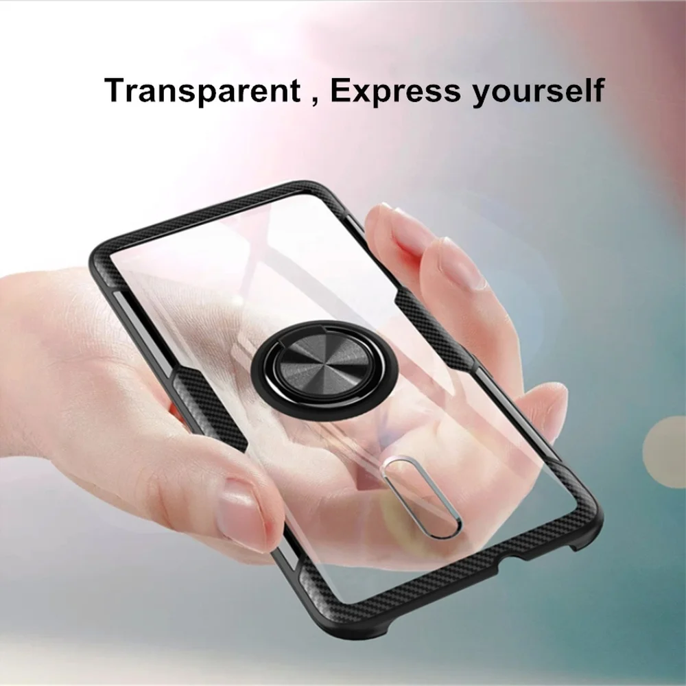 

Transparent Acrylic Phone Case for OPPO Reno Case Magnetic Car Holder Back Cover for OPPO Reno 10X Zoom F7 A3 Anti-knock Fundas