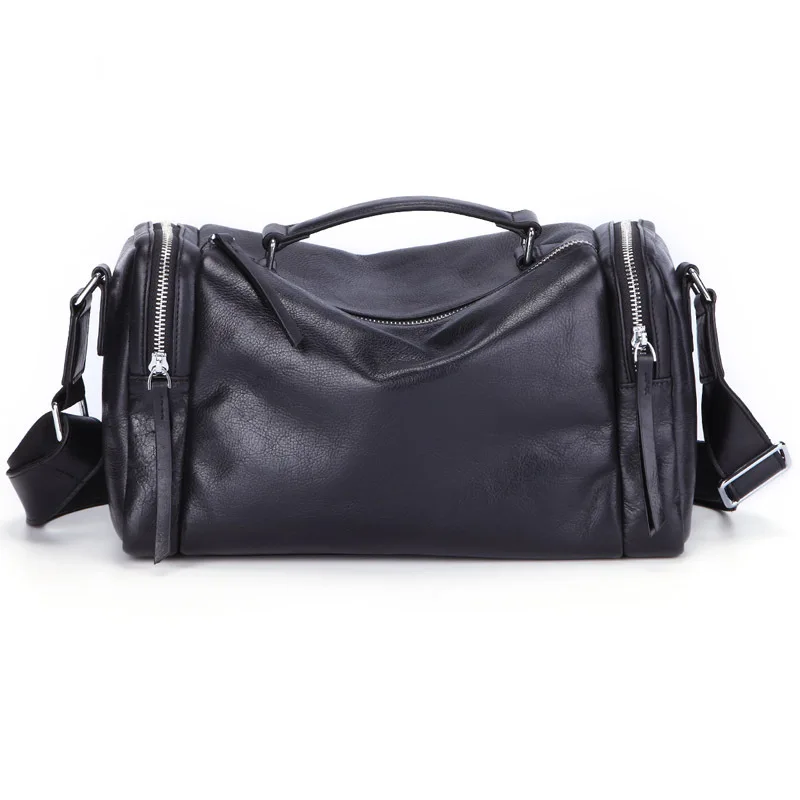 

Men's new large-capacity square casual handbag Solid color first layer leather single shoulder diagonal bag briefcase