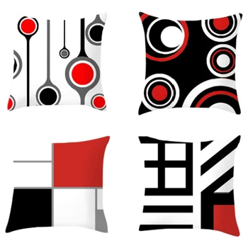 

Modern Creative Red Black Geometric Printed Pillowcase Home Office Decorative Pillow Covers