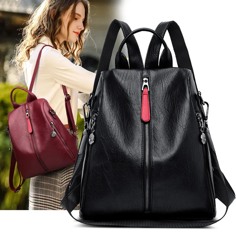 

Women Backpacks High Quality Durable Genuine Sheepskin Leather Anti Theft Female Packback Casual Ladies Travel Back Bag