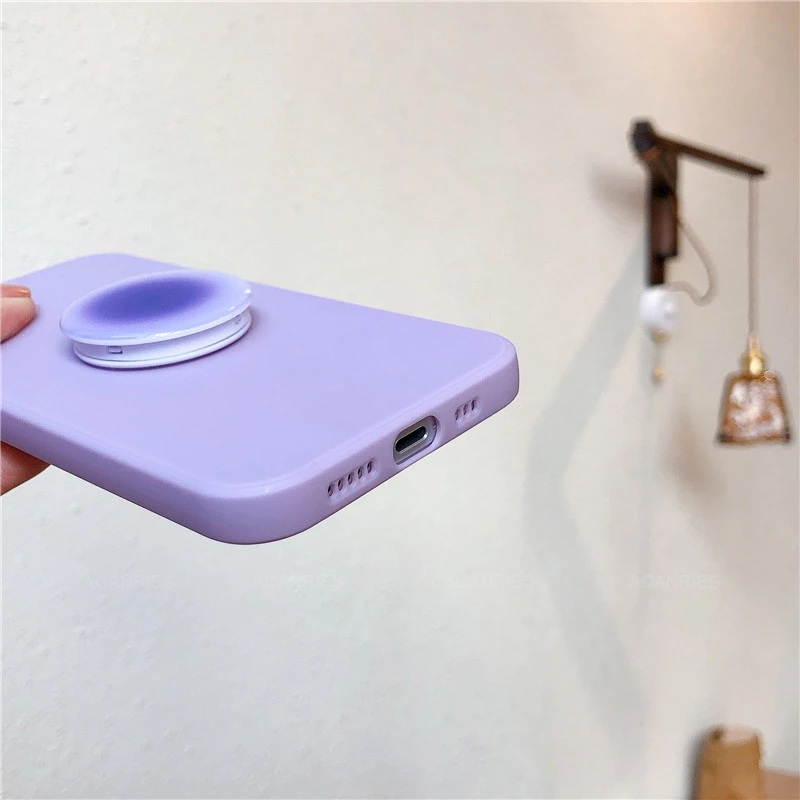 Gradient Square Phone Holder Case On For Samsung Galaxy S21 S20 Fe Ultra Plus Lite 5g S 21 20 S30 Girl Cute Stand Silicone Cover