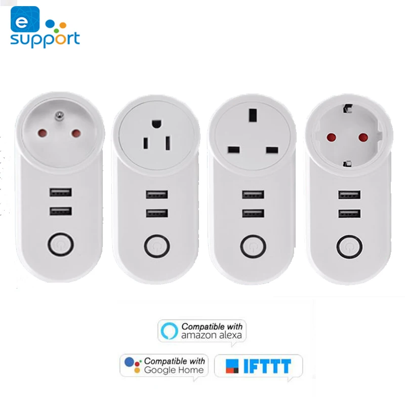 

Ewelink WiFi Socket Smart 2-USB 10A Outlet FR UK US EU Plug APP Remote Control for Alexa Google Home IFTTT Intelligent Socket