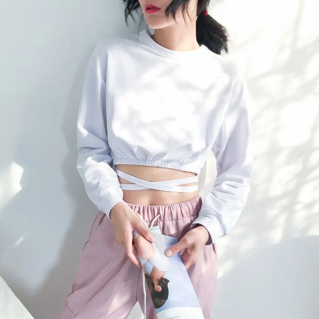 Поясничный крест перспектива спортивные рубашки для йоги Тренажерный зал женская футболка с длинным рукавом V шеи фитнес Йога Топ Блузка A1