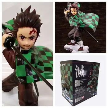 

Anime 18cm Demon Slayer: Kimetsu no Yaiba Kamado Tanjirou Replaceable Face 1/8 scale painted PVC Action Figure Model Toys Gift