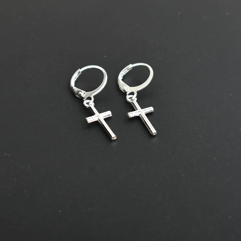 Dangle earrings cross earrings geometric earrings Silver Color Cross Moon Dangle Earrings For Women Fashion Jewelry Metal Geometric Earring Pendientes Mujer Moda