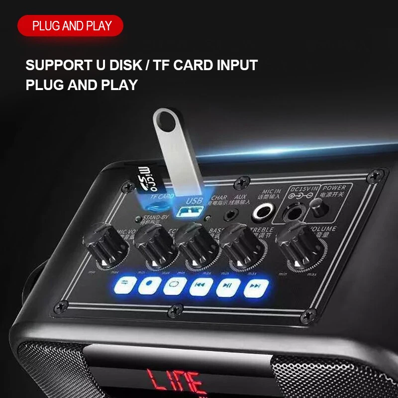 Bluetooth Колонка 5 дюйма 80 Вт портативная уличная колонка с регулируемыми басами