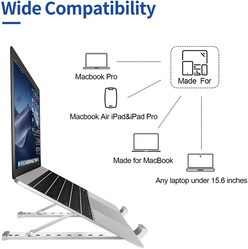 Держатели для ноутбуков, регулируемый портативный держатель для ноутбука стол для MacBook Pro Air lenovo hp ASUS Dell более 10-15,6 дюймов планшеты для ноутбуков