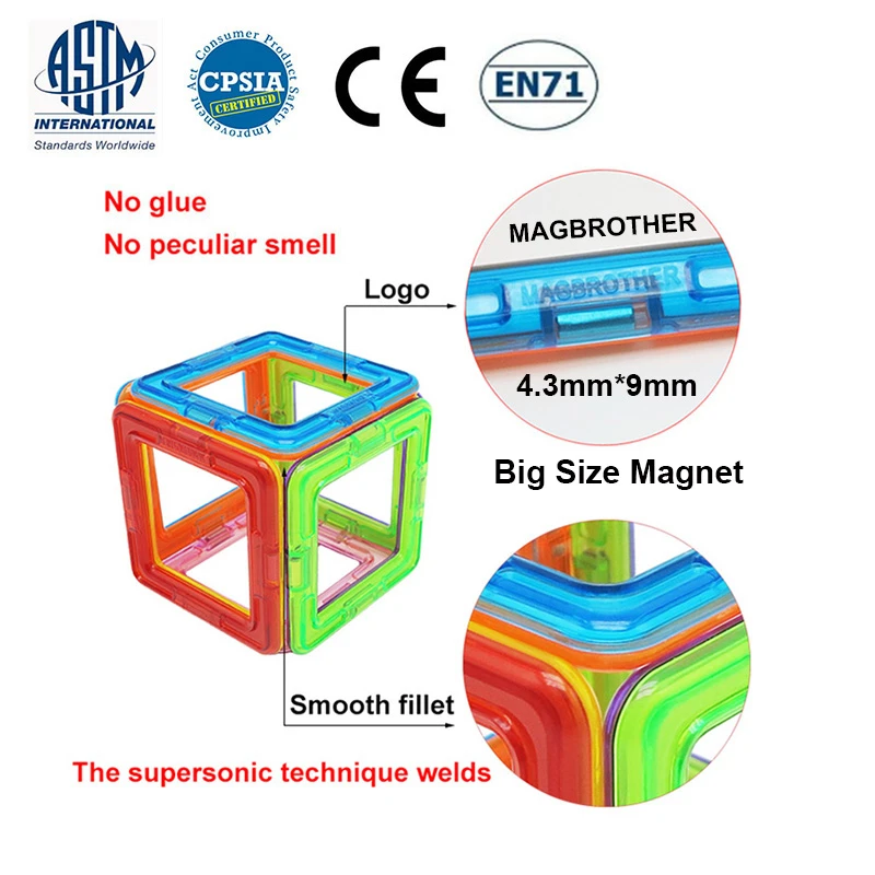 Beste 29 129Pcs Big Size Magnetische Bouwstenen Educatief Speelgoed Magneet Tegels Kit Bouw Designer Voor Kids Magbrother