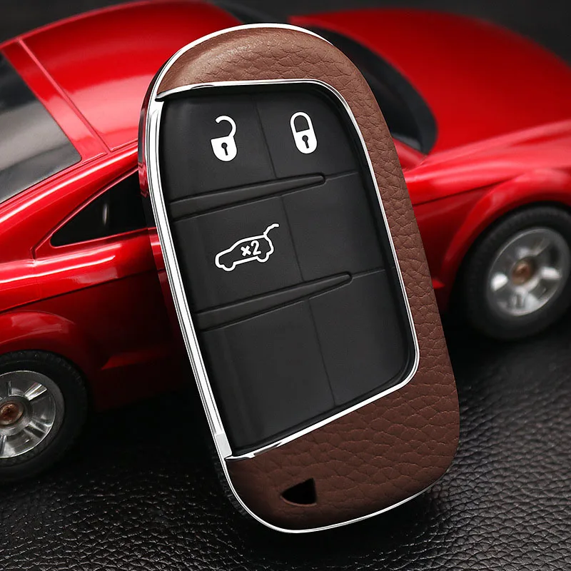 Чехол для автомобильного ключа, брелок для Grand Cherokee Compass Fiat Dodge, зарядное устройство, Дротика, Challenger Durango Chrysler 300C, брелок для ключей - Название цвета: brown single shell
