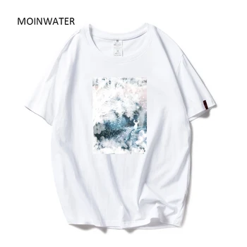 

MOINWATER Women Fashion Pattern Cotton T shirts Lady 2020 New Cotton Tees Short Sleeve Female Summer Tops Clothes MT1962