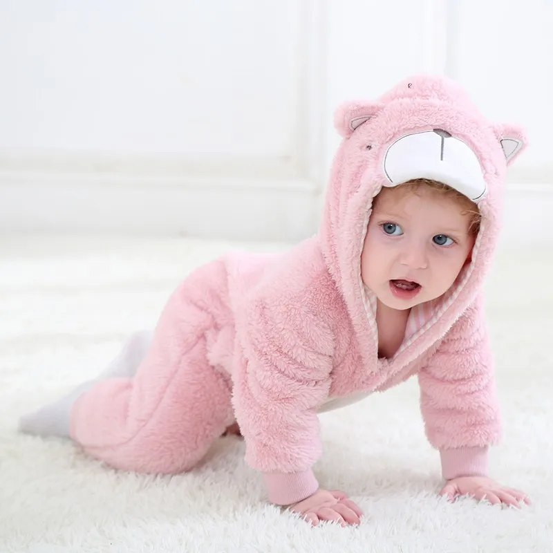 Милые пижамы с рисунками животных для маленьких мальчиков и девочек; боди - Цвет: PINK
