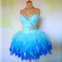 Hot6 скромное платье со стразами и бисером стразы вечерние платье для девочек блестящее голубое платье для выпускного вечера блестящие пышные короткие платья для выпускного вечера