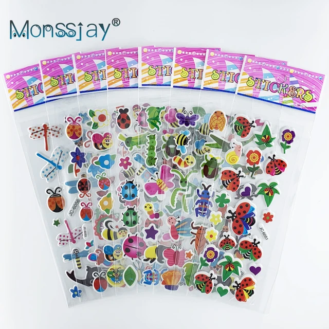 3d Cartoon Puffy Stickers Kids  Stickers Puffy Cartoon Animals - 10 Sheets  4sheets - Aliexpress