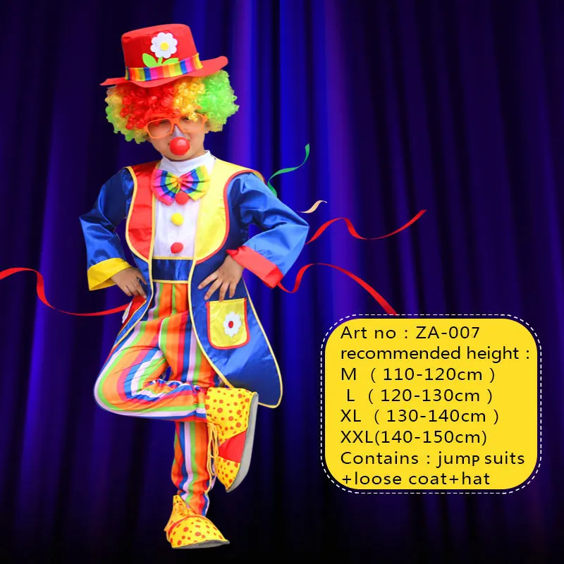 Umorden детский день Пурим Хэллоуин Цирк Клоун Костюмы для мальчиков смешной костюм клоуна Fantasia Infantil косплей для девочек - Цвет: ZA 007