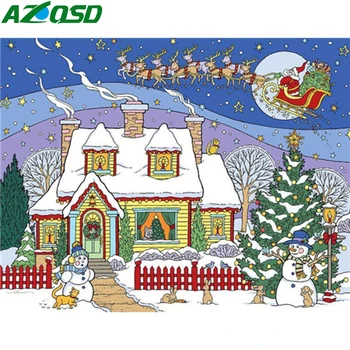 

AZQSD DIY Painting By Number Canvas Kits Cartoon Abstract Art Christmas Gift Unframe Coloring By Numbers House Home Decoration