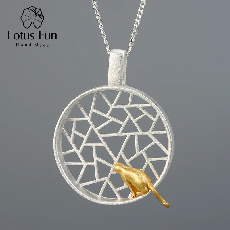 Женское ювелирное изделие Lotus Fun изящное ожерелье в виде кошки из серебра 925 пробы