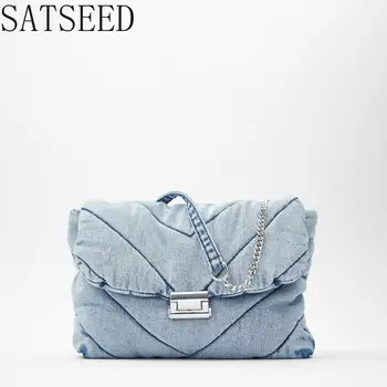 

Autumn and Winter New Female Bag Indigo Blue Large-capacity Quilted Shoulder Messenger Bag Fashion Underarm Bag Purses Handbags