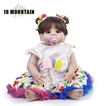 

22inch Newborn Dolls Lifelike Reborn Dolls Babies Full Body Silicone Vinyl Bebe Christmas Gift For Girls Realistic Children Toy
