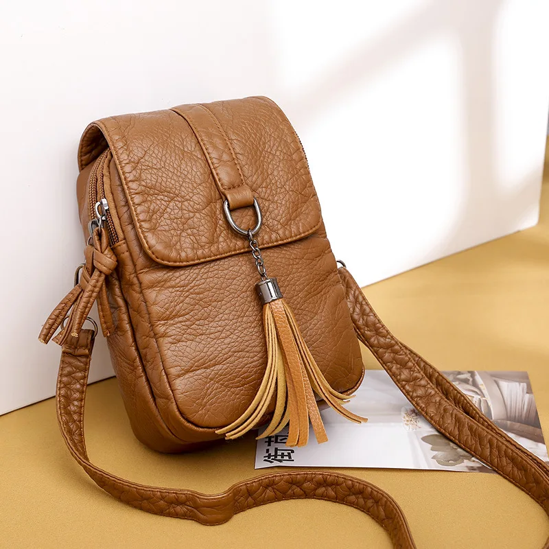 Fashion mini women's designer small shoulder messenger bag pu leather wallet lady phone bag female flip phone