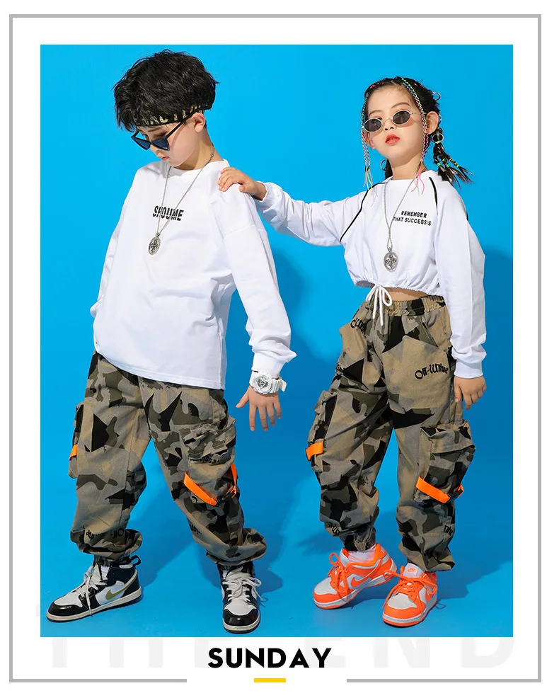 Crianças Hip Hop Crop Top e Calças