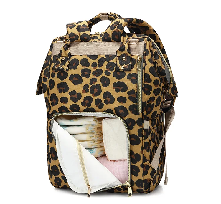 Рюкзак для мам с леопардовым принтом atinfor, висящий на колесиках, пеленки, рюкзаки для ухода за ребенком, сумка для мам, подгузник, рюкзак
