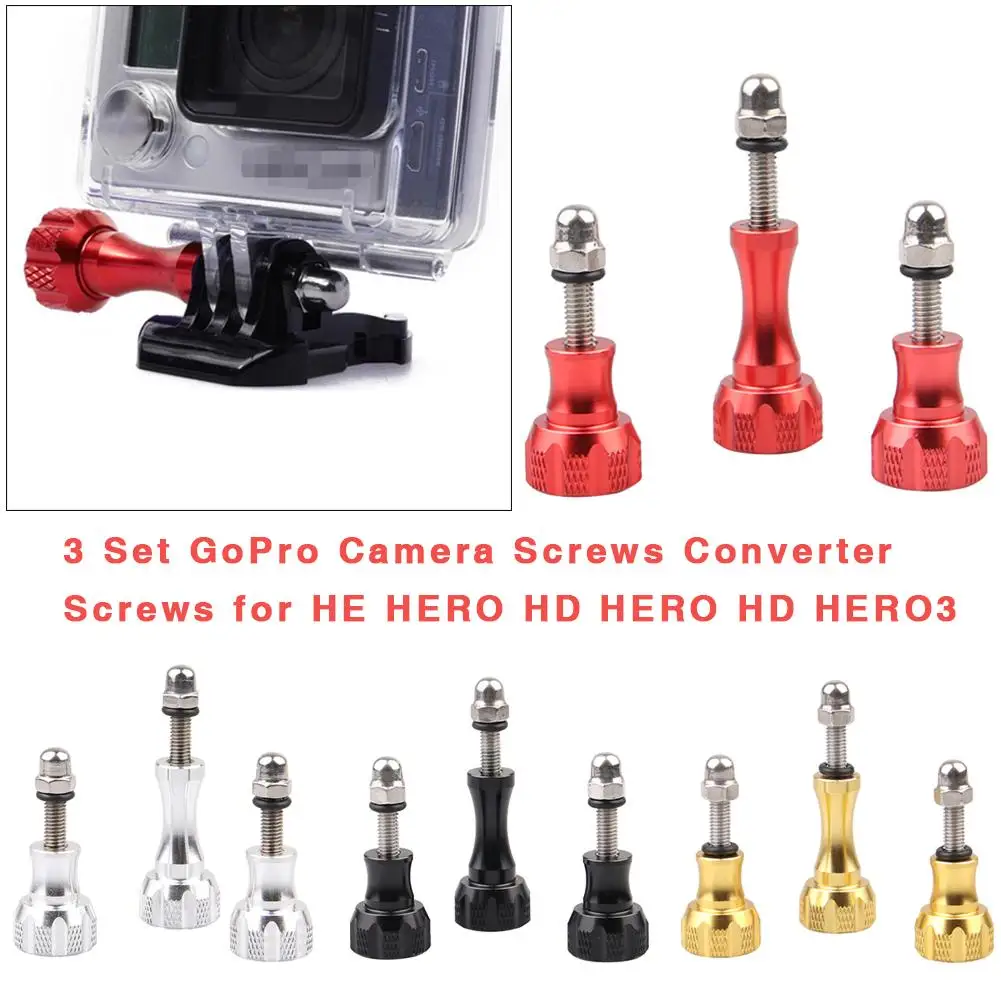 3pcs/Set Hot for Gopro Screws Accessories Thumb Knob Bolt Nut Screw For GoPro Hero 1 2 3 3+ 4 5 Screw Mount