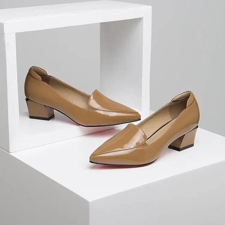 

Pointed coarse documentary with ms small leather shoes in shoe leather shoes on head layer cowhide 4.5 cm