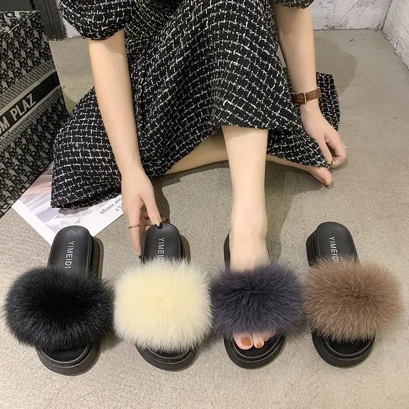

Spring and summer 2020 new thick-soled sponge cake wearing slippers fashionable slippers versatile MAO MAO Slippers female X579