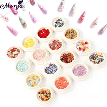 

Monja 1 Box 18 Styles Butterfly Flower Leaf Sequins Nail Art Decoration Multi-pattern Flash Flake 3D DIY Manicure Accessories