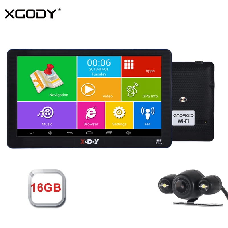Продажа Xgody 7 дюймов Android Автомобильный font b Gps b font навигатор 512 М + 16 Гб грузовик font b Gps b font навигатор Wifi сенсорный экран Sat Nav Бесплатная карта Испания Навител Европа