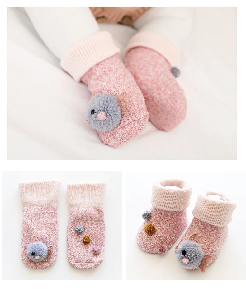 В году, новые Нескользящие теплые носки с рисунками животных для новорожденных девочек и мальчиков тапочки от 0 до 36 месяцев