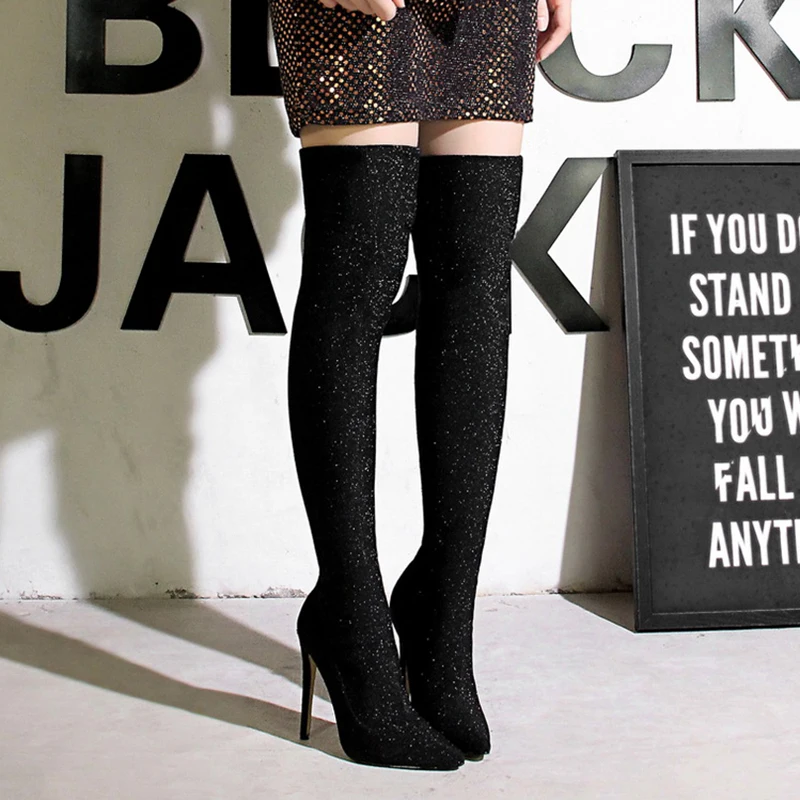 

Spring and autumn Concise Ladies Boots Size 2019 Fashion Women Boots Slim Look Over The Knee Boots Sexy High Heel