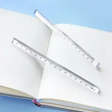 Règle droite transparente, papeterie pour étudiant, règle Simple, à la fois triangulaire, trois dimensions latérales, outil de mesure pour enfant F6S6