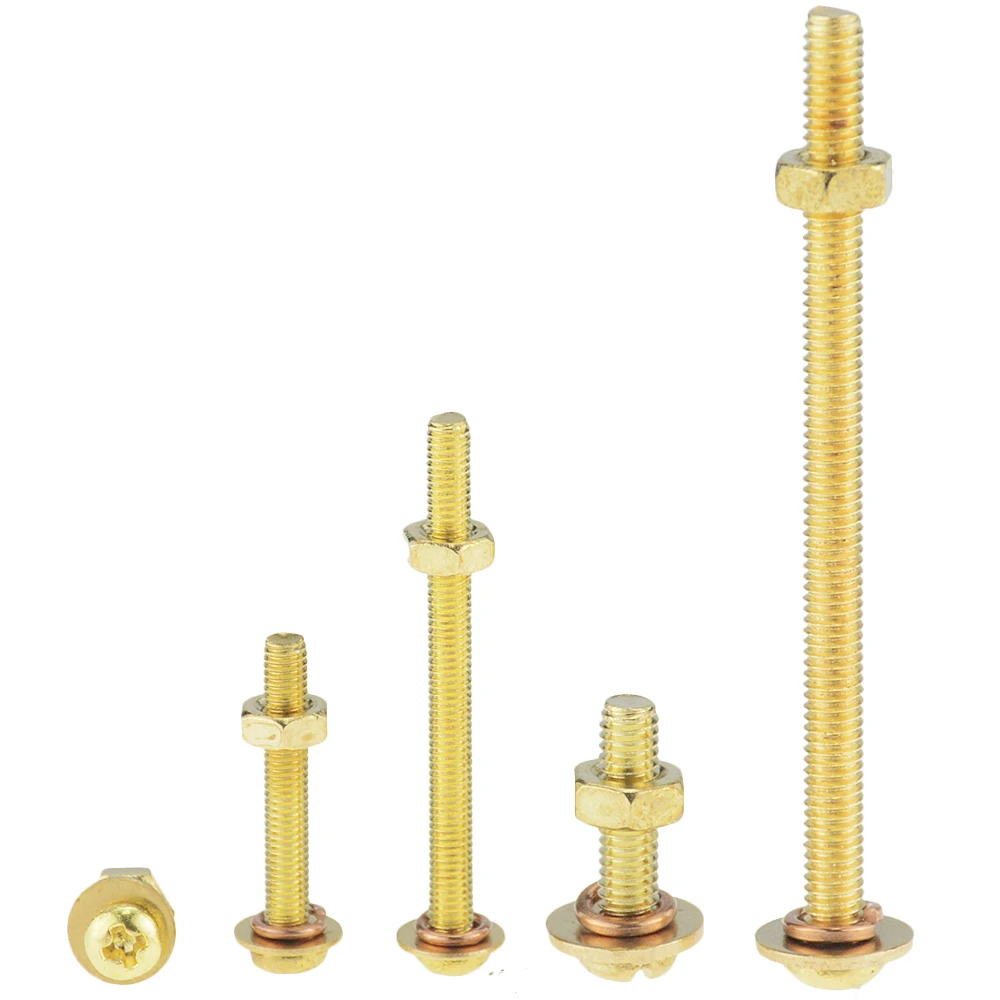 10 Set M4 Copper Round Head Screw Nut Combination Pan Cross Machine Tooth M4x10 M4x14 M4x20 M4x35 M4x60 | Обустройство дома