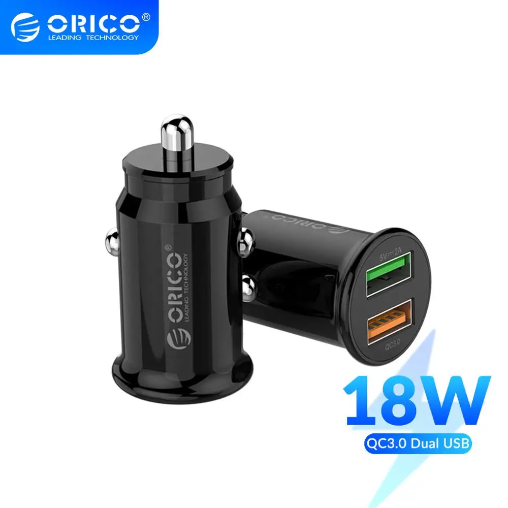 Автомобильное мини зарядное устройство ORICO QC3.0 20 Вт быстрая зарядка 3 0 двойной USB